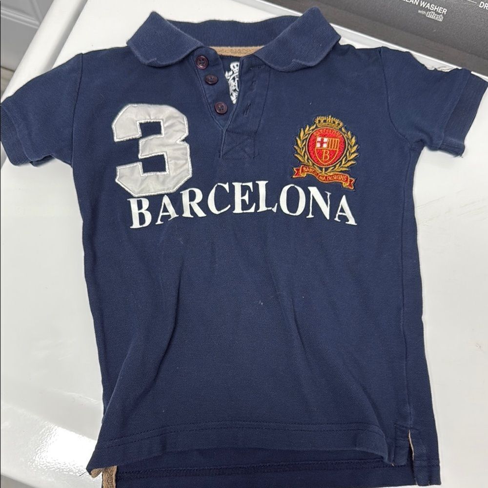 Barcelona Navy Kids Polo Shirt - LIKE NEW Condition - 2T Boys Collared Shirt
